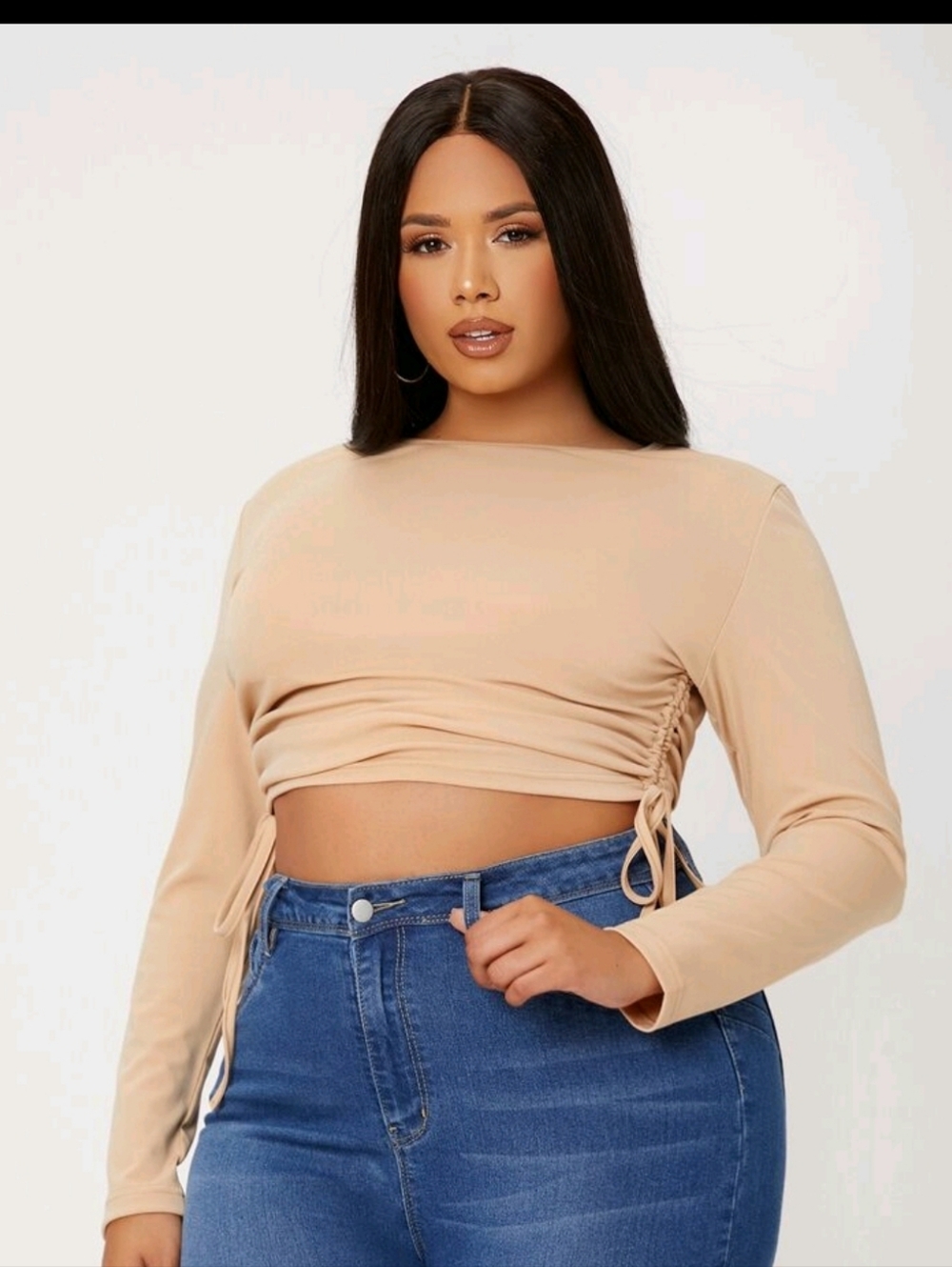 SHEIN side cinched crop top with ties
